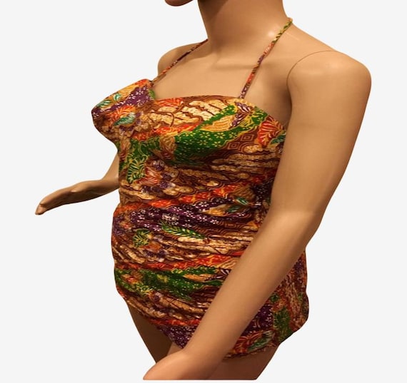 Vintage 1950s Batik Bathing Suit by Gantner Medium