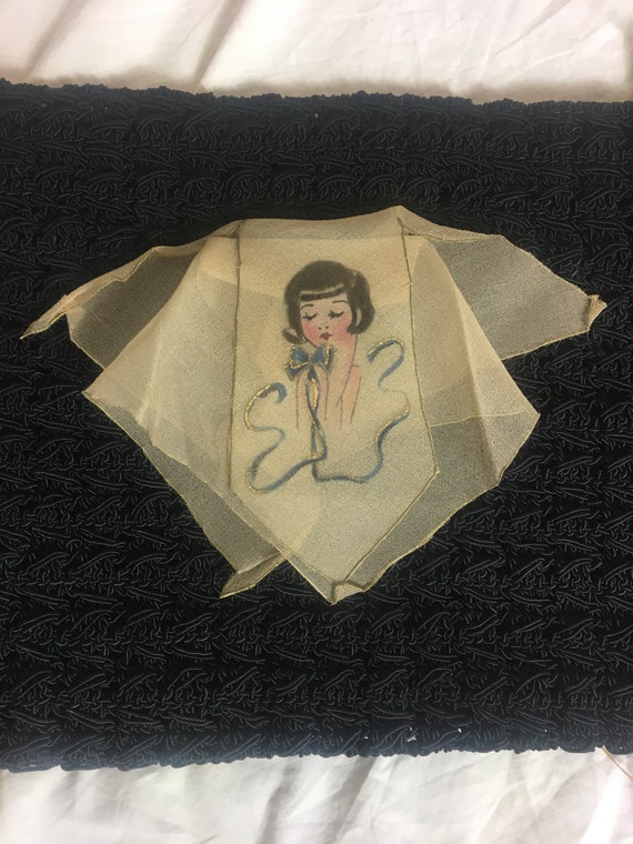 Vintage 1930s Women's Hand Painted Chiffon Pocket… - image 6