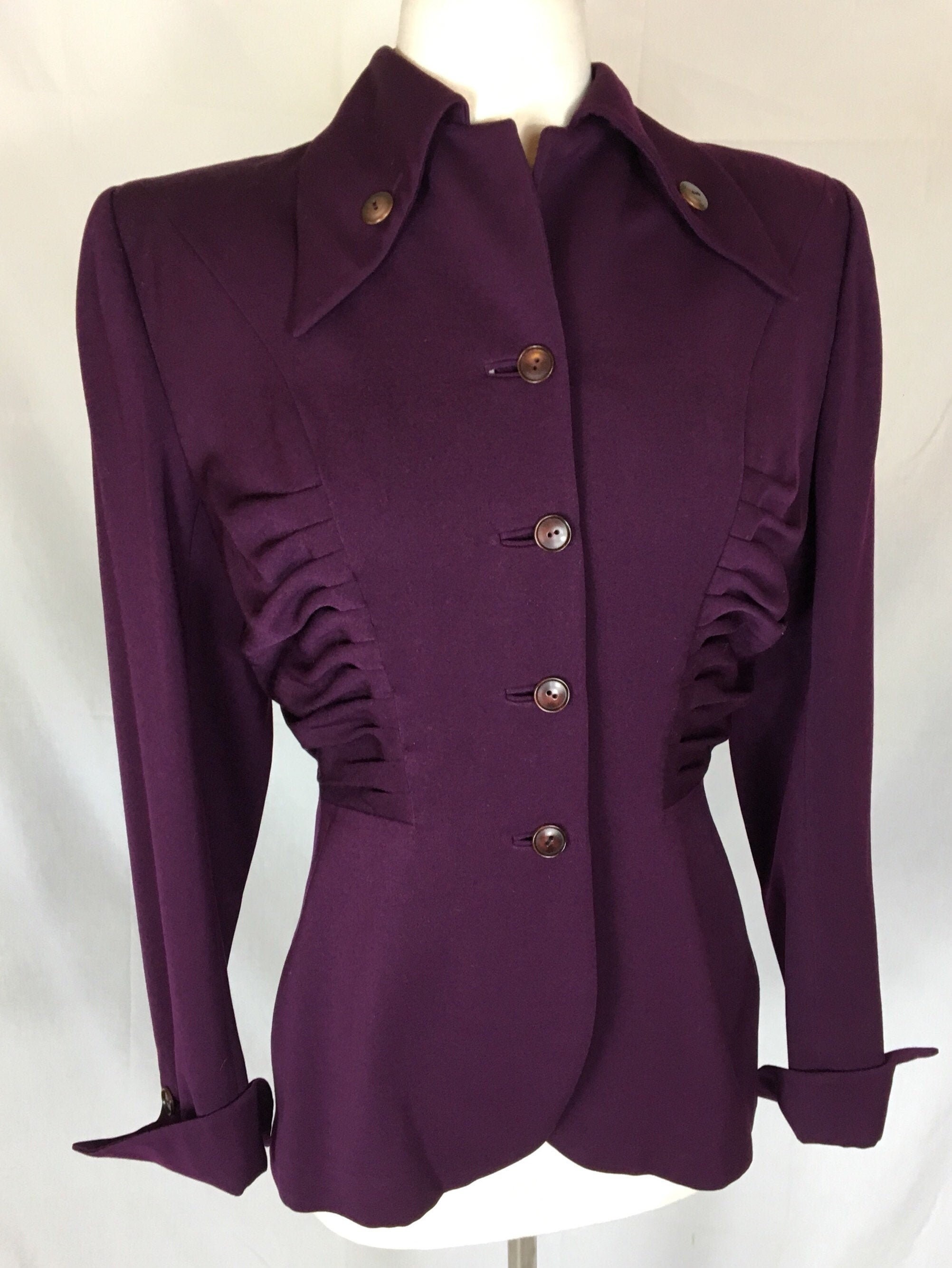 Vintage 1940s Lilli Ann Mulberry Purple Gaberdine Jacket