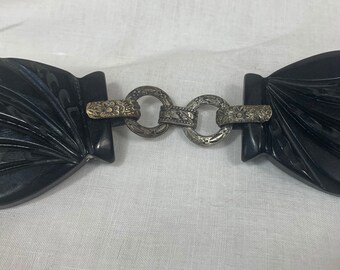 Vintage 1930s Black Bakelite Cloak Fastener Clip