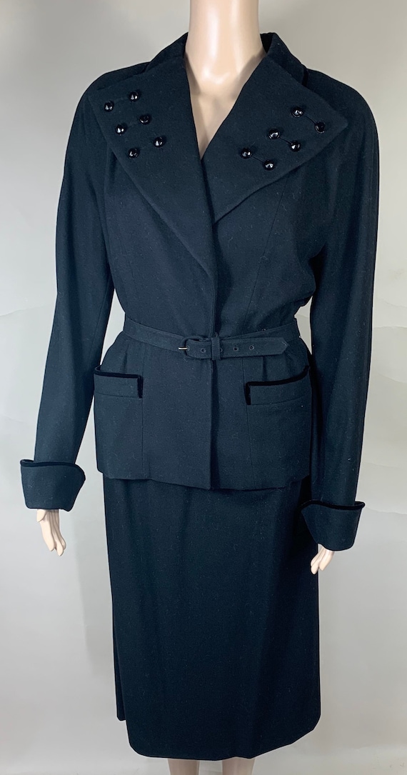 Vintage Black Wool Suit by Forstmann Med Lg