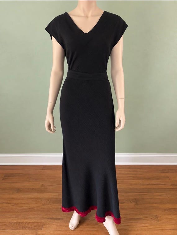 1930s Black and Red  Evening Gown
