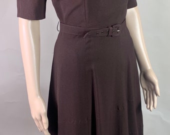 Vintage 1940s Brown Crepe Dress by ClothesUS 27 Waist