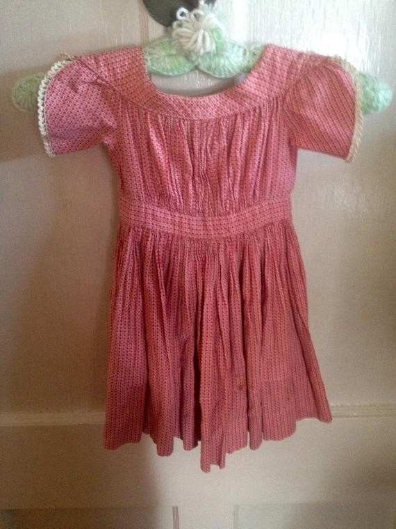Vintage 1860s Rasberry and White Little Boy or Gir