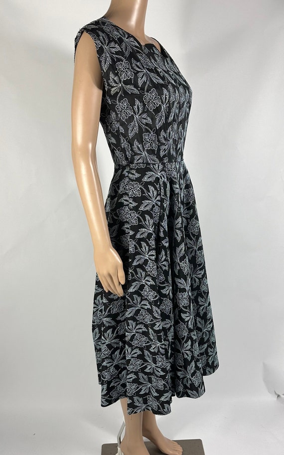 Vintage 1950s Turquoise Embroidered Rhinestone Dress SM MED