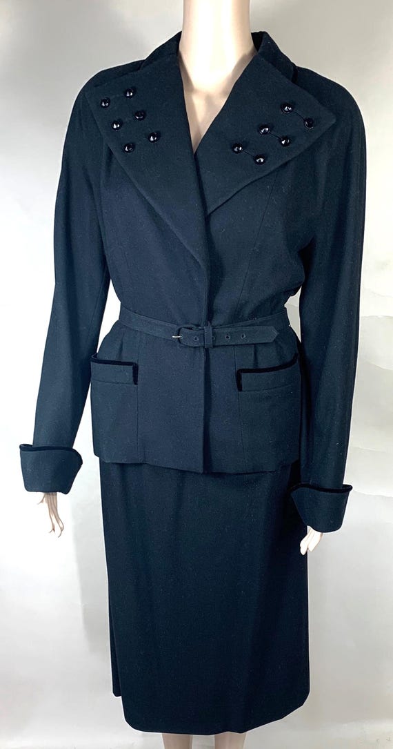Vintage Black Wool Suit by Forstmann Med Lg