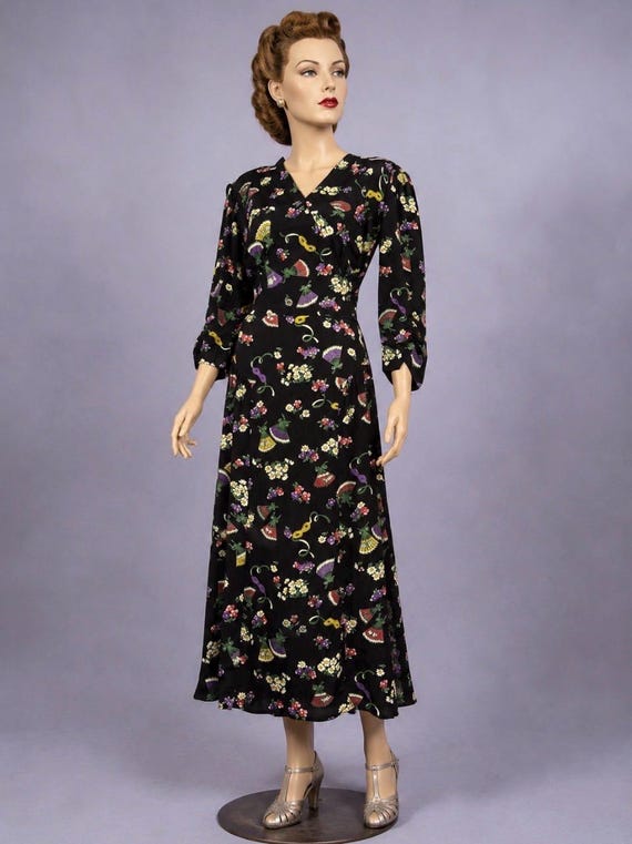 Vintage 1970s Does 1940s Hand Loomed Dress by Margaret Wynn Lg