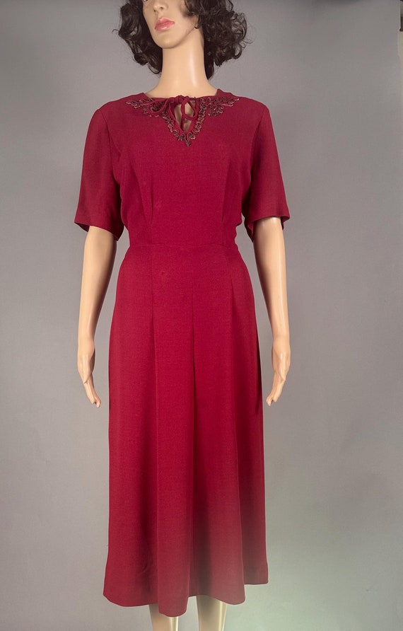 Vintage Late 1930s, 1940s Crepe Rayon Dress and Bolero Volup