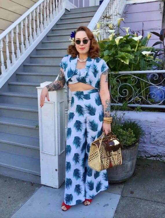 Alexandra of CA Repro 3 Piece 1930s Style Beach Pajamas