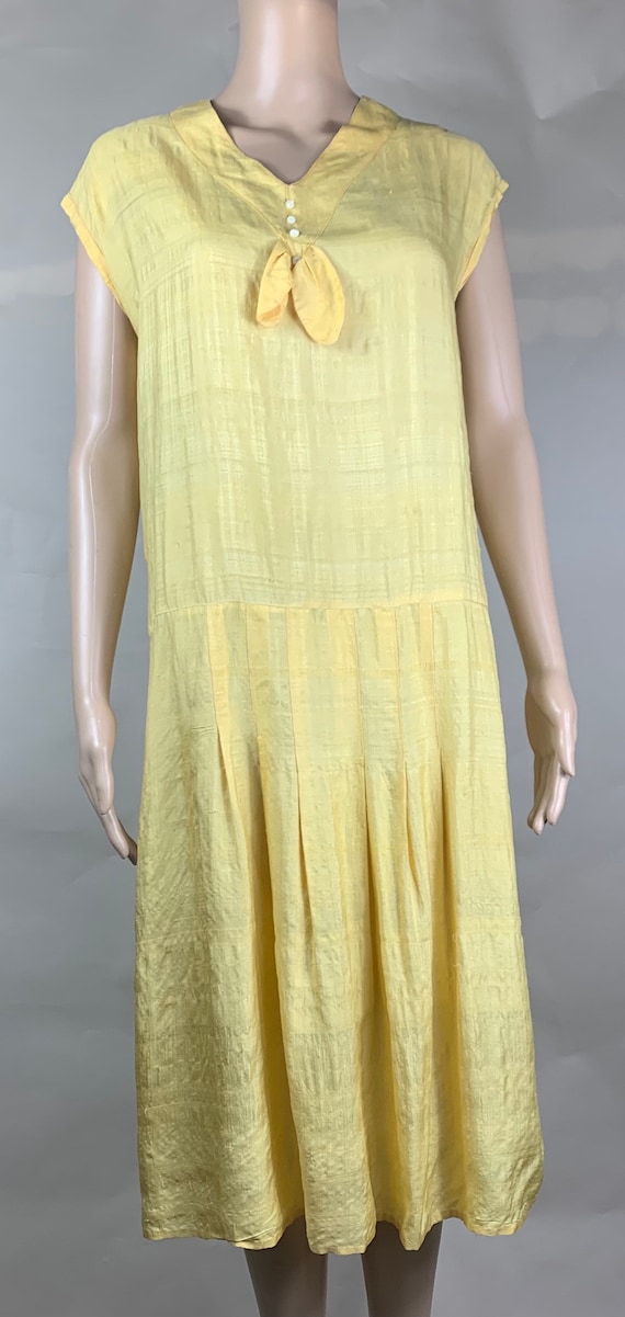 1920s Yellow Silk Dress - image 4