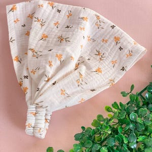 Muslin Baby Head Scarf, Girls Summer Bandana with Elastic, Toddler Headwear image 4