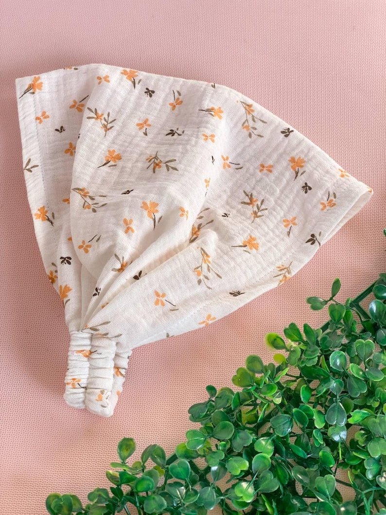 Muslin Baby Head Scarf, Girls Summer Bandana with Elastic, Toddler Headwear image 4