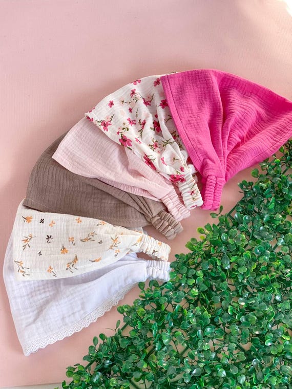 Muslin Baby Head Scarf, Girls Summer Bandana with Elastic, Toddler Headwear