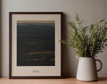 Rest Christian Wall Art | Scripture-Inspired Landscape Print | Faith Home Decor | Nature Photography Poster