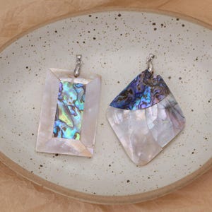 Abalone Shell White Shell Pendant, Rectangular Shell Pendants, Rhombus Charms, DIY Craft Supplies