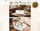 Modern Coffee Business Card Template | White & Brown Café Design | Small Business Branding