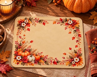 Tischset aus Leder im Landhausstil, Herbstliche Tischdekoration mit Kürbismotiv