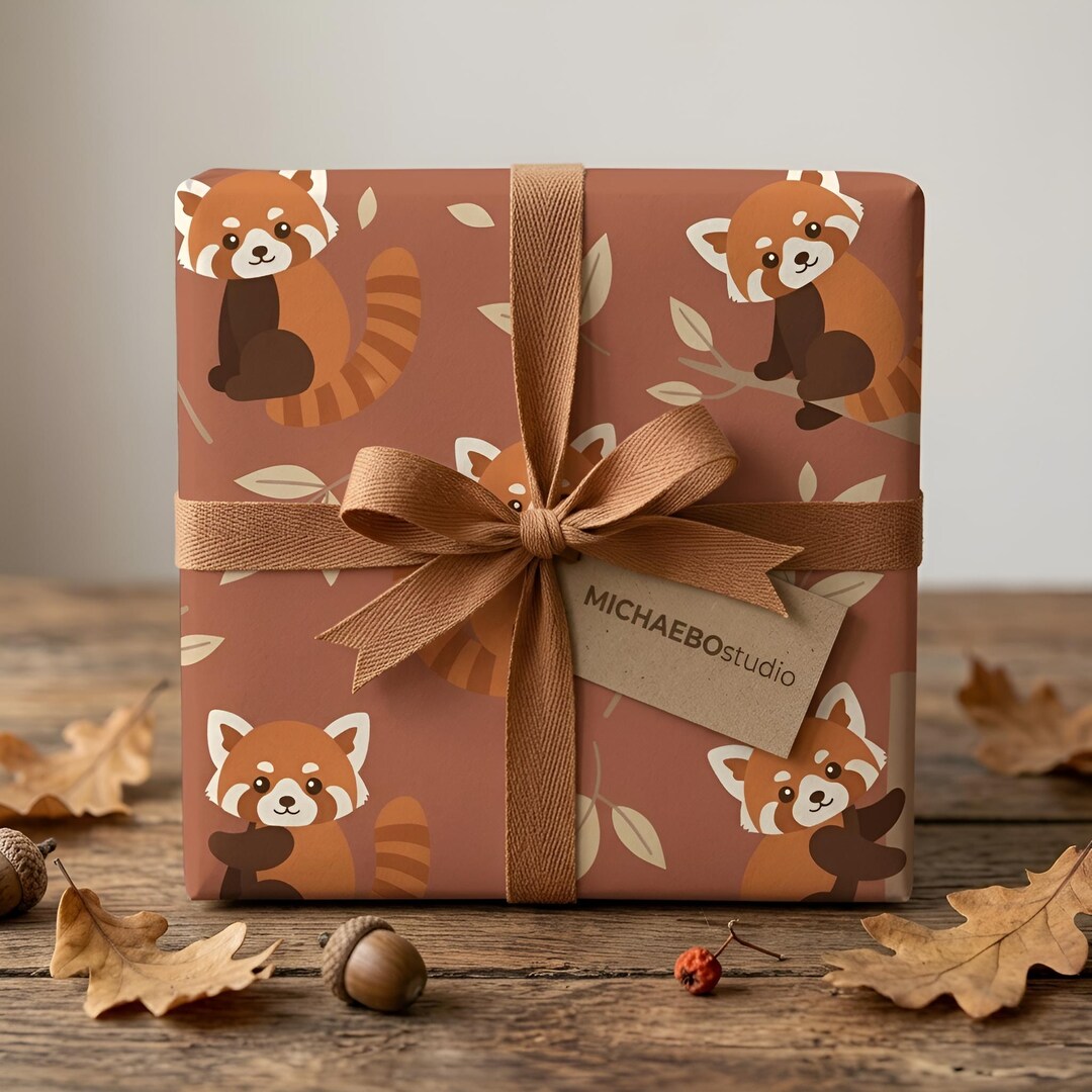 Panda Wrapping Red Panda Wrapping Paper, Woodland Animal Gift Wrap, Nature Lover ...