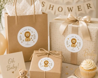 Pegatina personalizada de león en acuarela, calcomanía con nombre personalizado, decoración infantil con temática de safari.