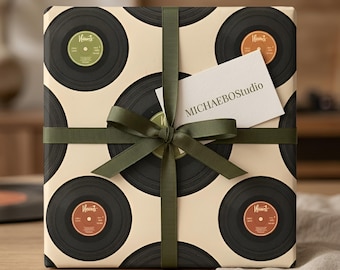 Retro Vinyl Record Wrapping Paper, Music Lover Gift Wrap