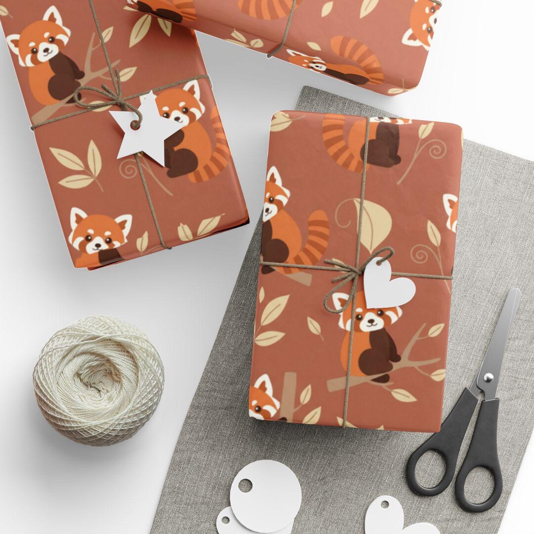 Red Panda Wrapping Paper, Woodland Animal Gift Wrap - Etsy