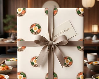 Papel de regalo con forma de corazón para bibimbap de huevo, papel de regalo para amantes de la comida coreana, regalo para fans de los K-dramas