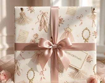 Carta da regalo Balletcore, rose vintage, carta da regalo con ballerina, tema danza shabby chic