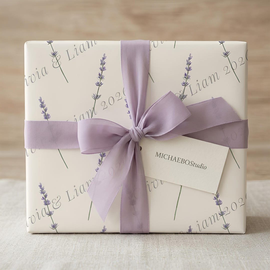 Custom Wedding Wrapping Paper, Personalized Lavender Gift Wrap With ...
