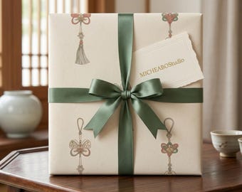 Koreanisches Norigae-Knotenmuster für Geschenkpapier, traditionelles, elegantes Design (matt)
