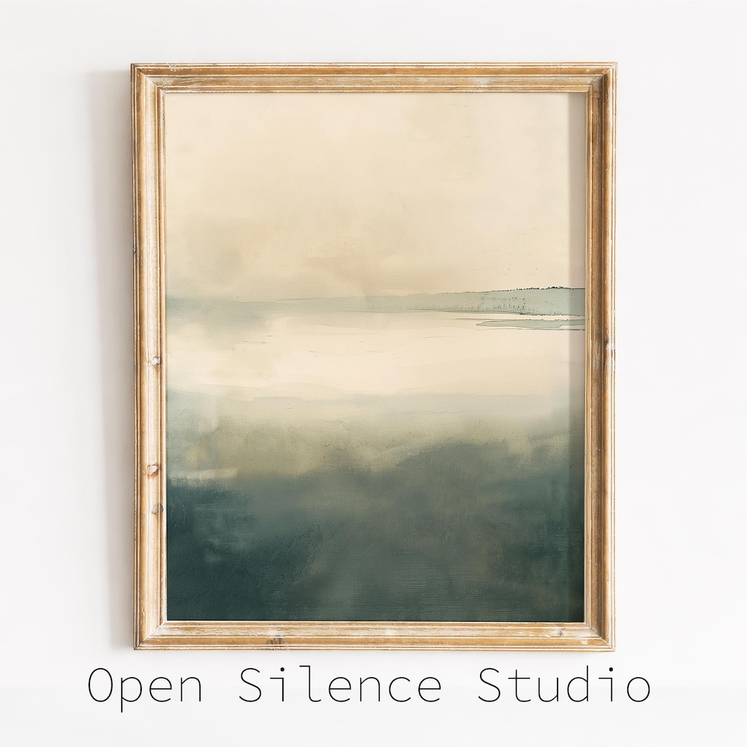 Minimalist Coastal Seascape Abstract - Modern Neutral Wall Art, Serene ...