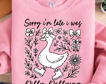 Dilly Dallying Goose PNG | Retro Floral Mama Design (Digital Download)