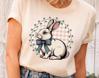 Floral Easter Bunny PNG, Vintage Cottagecore Christian Design (Digital Download)