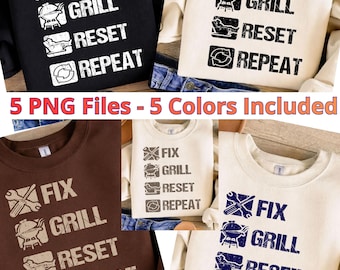 Dad Fix Grill Rest Repeat PNG: Funny BBQ Humor Clipart (Digital Download)