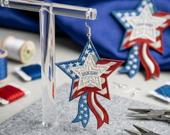 USA Star Embroidery Design, Patriotic 4th of July Machine File, Independence Day PES DST