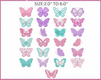25 Mini Butterfly Embroidery Designs, Small Delicate Butterflies Spring Insects(Digital Download), PES DST