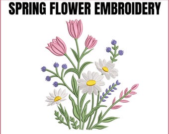 Spring Wildflower Bouquet – Floral Embroidery Design