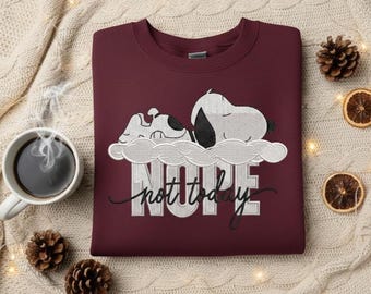 Lazy Dog Embroidery Design: Nope Not Today, Funny Snoopy Style (Instant Download)