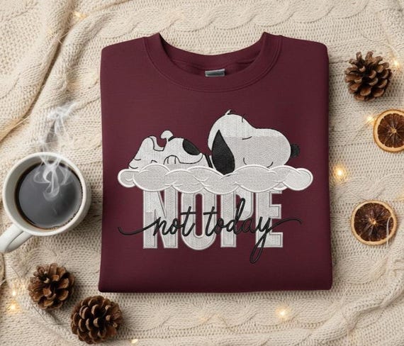 Lazy Dog Embroidery Design: Nope Not Today, Funny Snoopy Style (Instant Download)