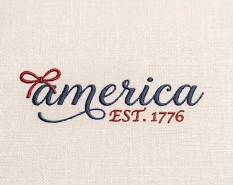 Coquette USA Flag Embroidery Design, Patriotic 4th July Machine File (PES DST)
