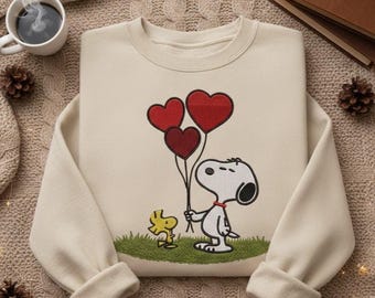 Cartoon Dog Hearts Embroidery Design – Valentine Stitch File (Digital)-Snoopy Dog
