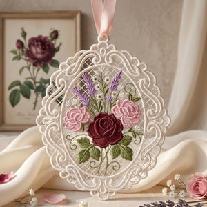 Rose FSL (Freestanding Lace) Embroidery Design| Floral Machine Embroidery, Digital Download, pes dst jef