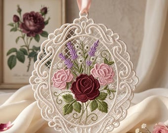 Rose FSL (Freestanding Lace) Embroidery Design| Floral Machine Embroidery, Digital Download, pes dst jef
