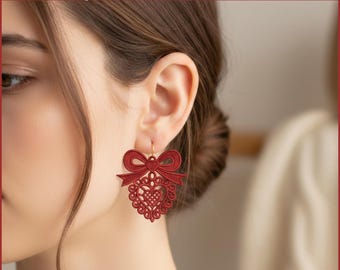 Ornamental Heart Bow Embroidery Designs | Valentine Lace Motif Set | Machine Embroidery Download,FSL Emb