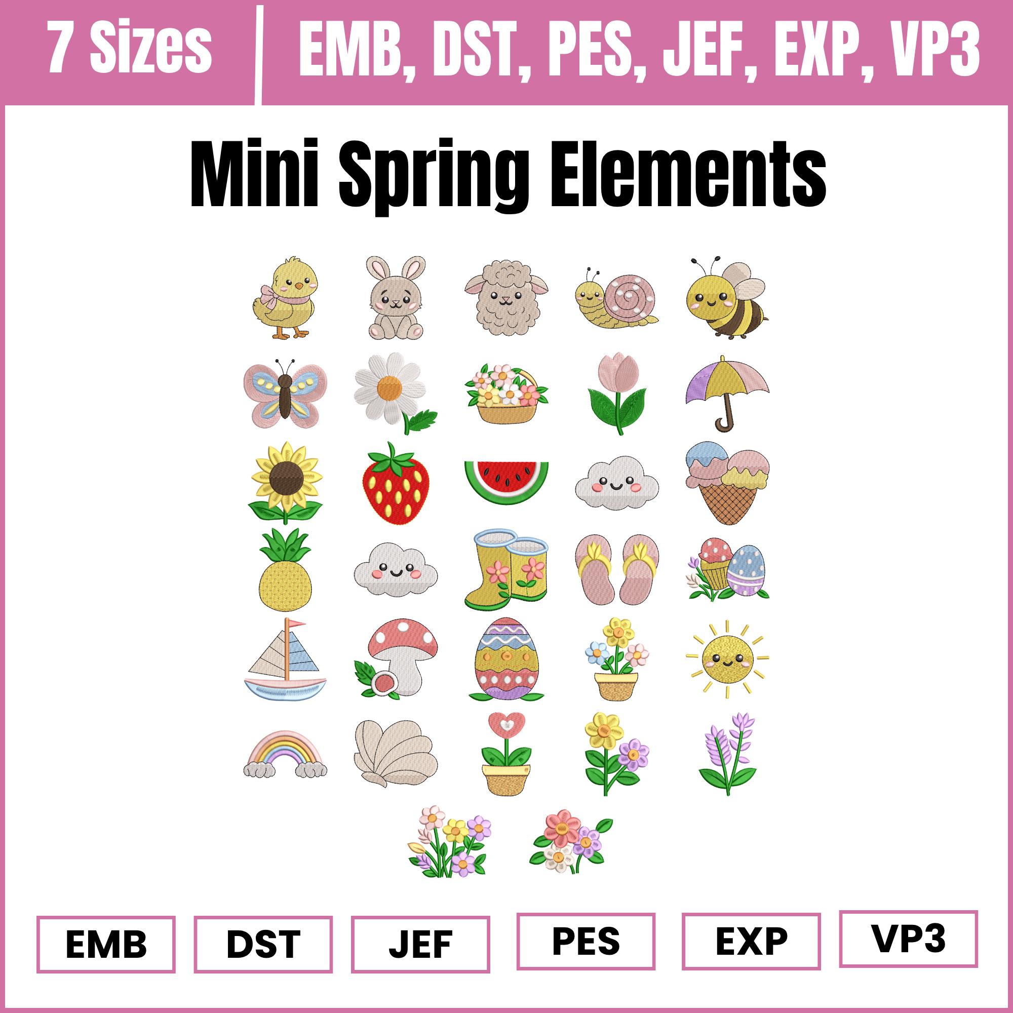 Mini Spring Embroidery Designs Bundle | Elements Floral, Easter ...
