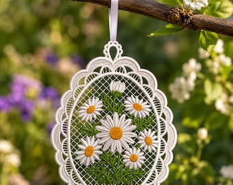 Free Standing Lace Daisy Design, Floral Ornament Embroidery File,Digital Download