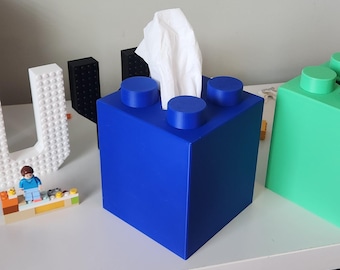 Lego Style Brick Tissue Box Cover for Kleenex, Puffs & Scotties cube tissue boxes