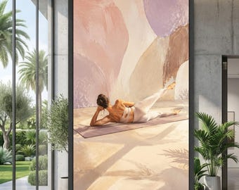 Woman Doing Pilates Workout, Fitness Canvas Wall Art, Home Exercise Decor, Wellness Lifestyle Canvas, Modern Active Living Artwork