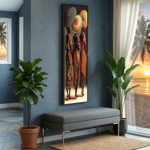 Elegant African Women with Umbrellas Canvas, Ethnic Fashion Art, Traditional Attire Wall Decor, Cultural Beauty Canvas, Vibrant Home image 4