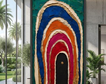 Vibrant Arched Layers Canvas Wall Art, Colorful Abstract Layers, Modern Home Decoration, Bold Colorful Design, Ready to Hang Artwork