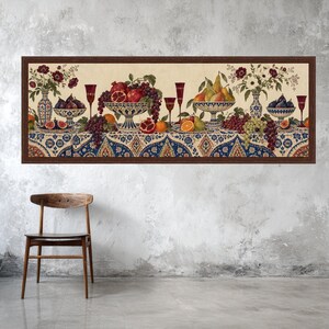 Vittorio Zecchin Style Fruit Still Life Canvas, Vintage Italian Decorative Wall Art, Classic Floral Pattern Canvas, Elegant Home Decor